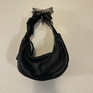 Margot Soft Leather Mini Slouchy Knotted Handle Zip Hobo Bag Small Mini Classic